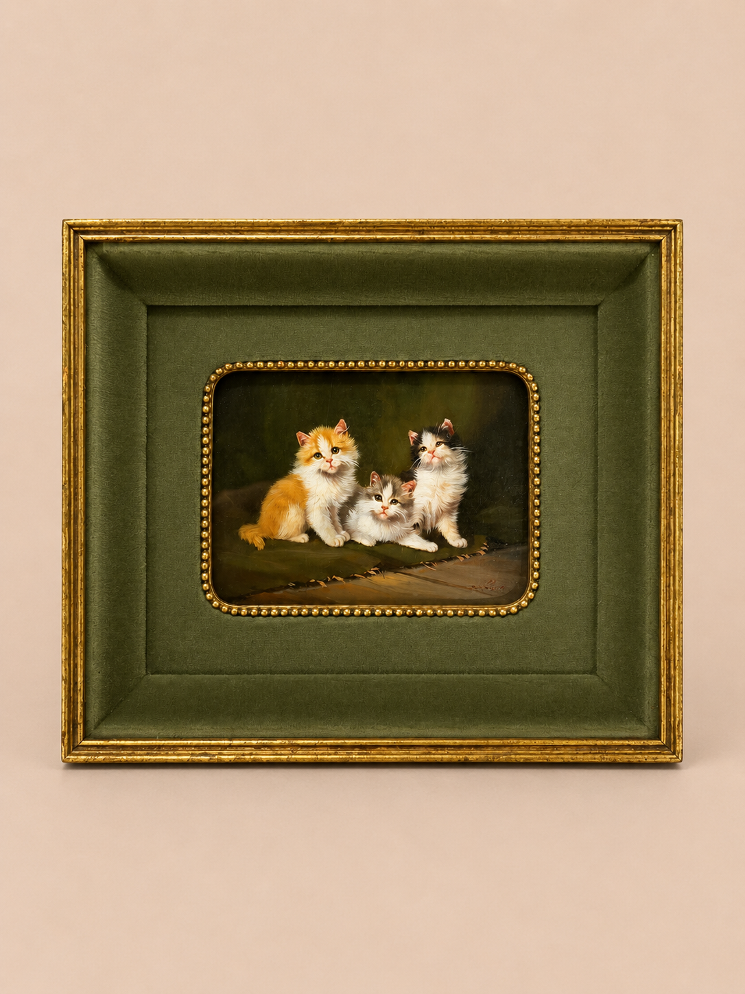 Vintage Oil Painting 3 Cats