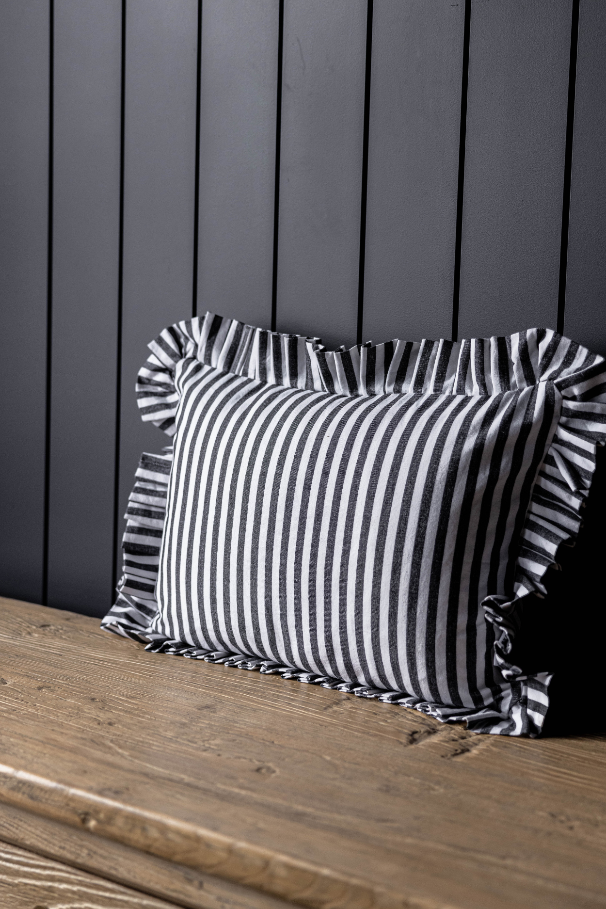 Lumbar Cover Charcoal Stripes