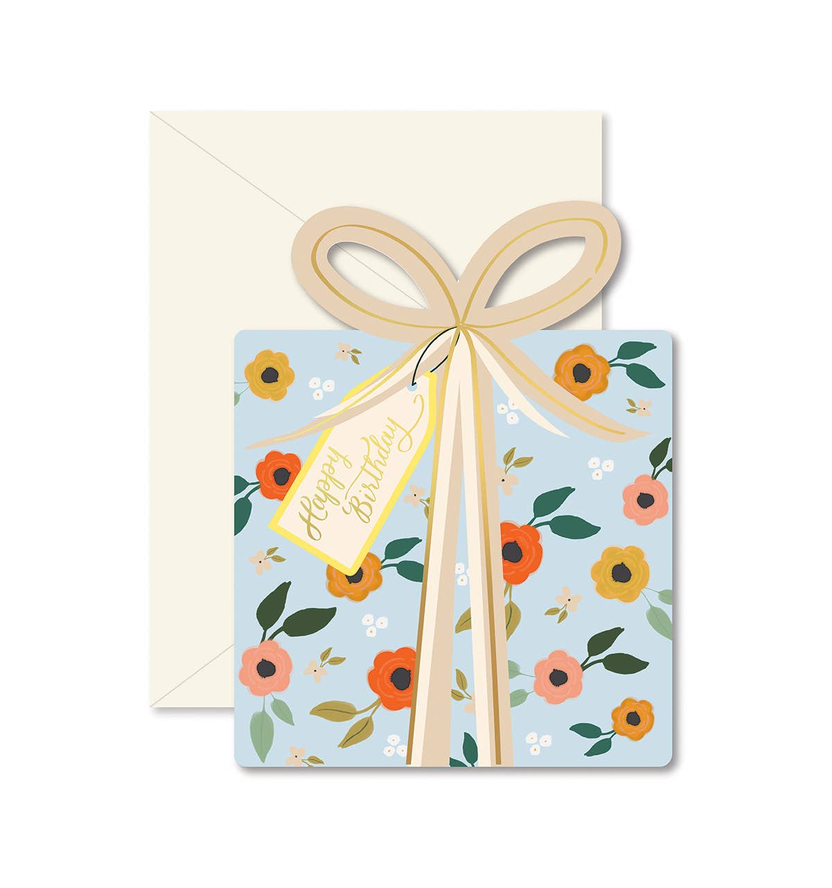 Blue Floral Happy Birthday Card