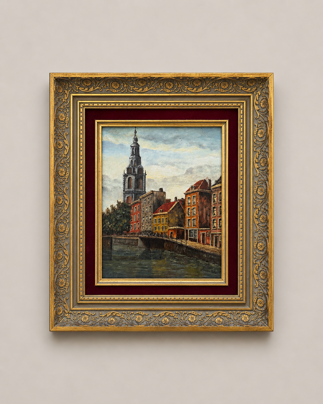 Vintage European Street Scene Oil