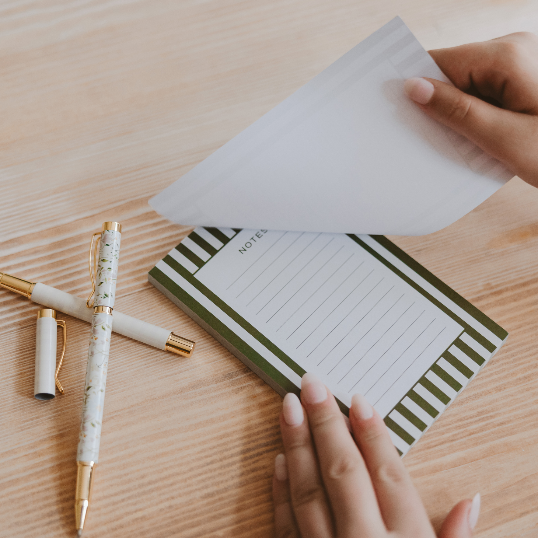 Green Striped Notepad