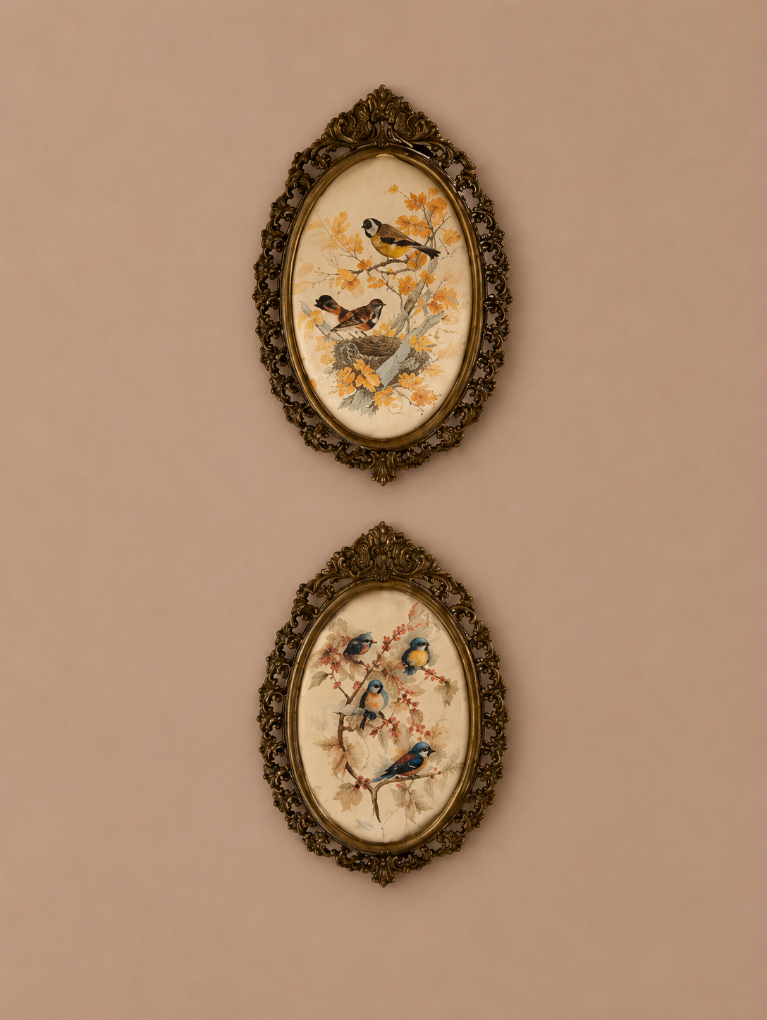 Vintage Silk Birds S/2