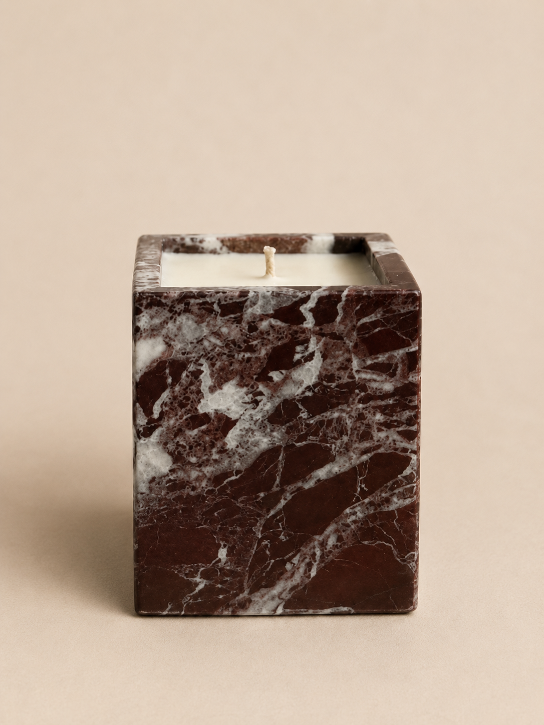 Rosso Levanto Marble Candle