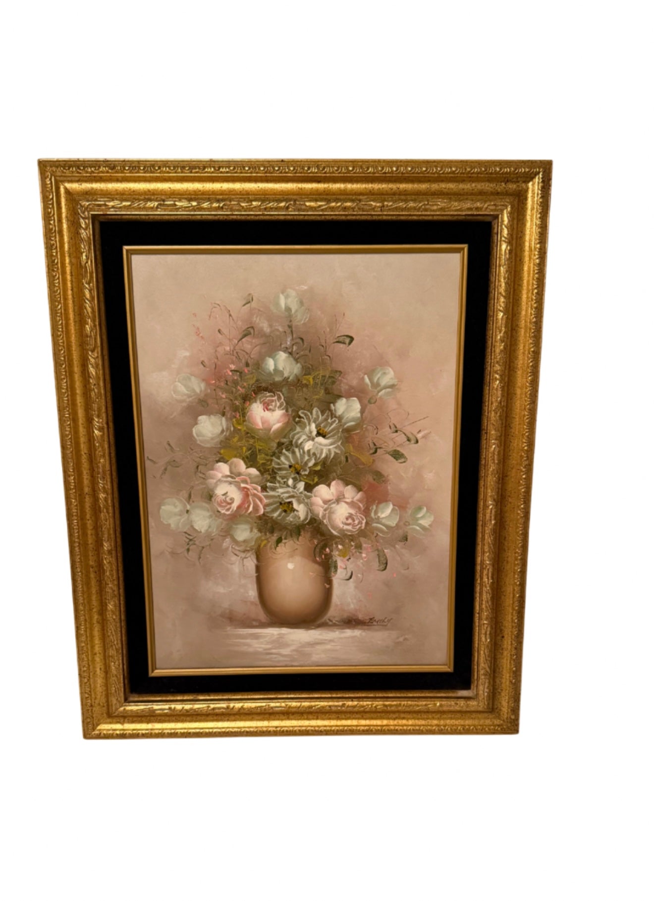 Vintage Pink Rose Oil Painting