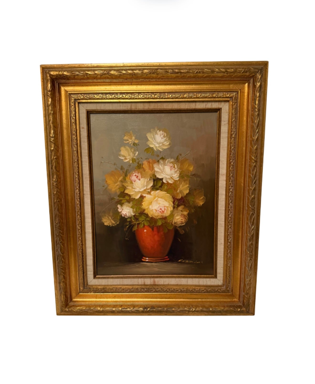Vintage Flower Gold Vase Oil