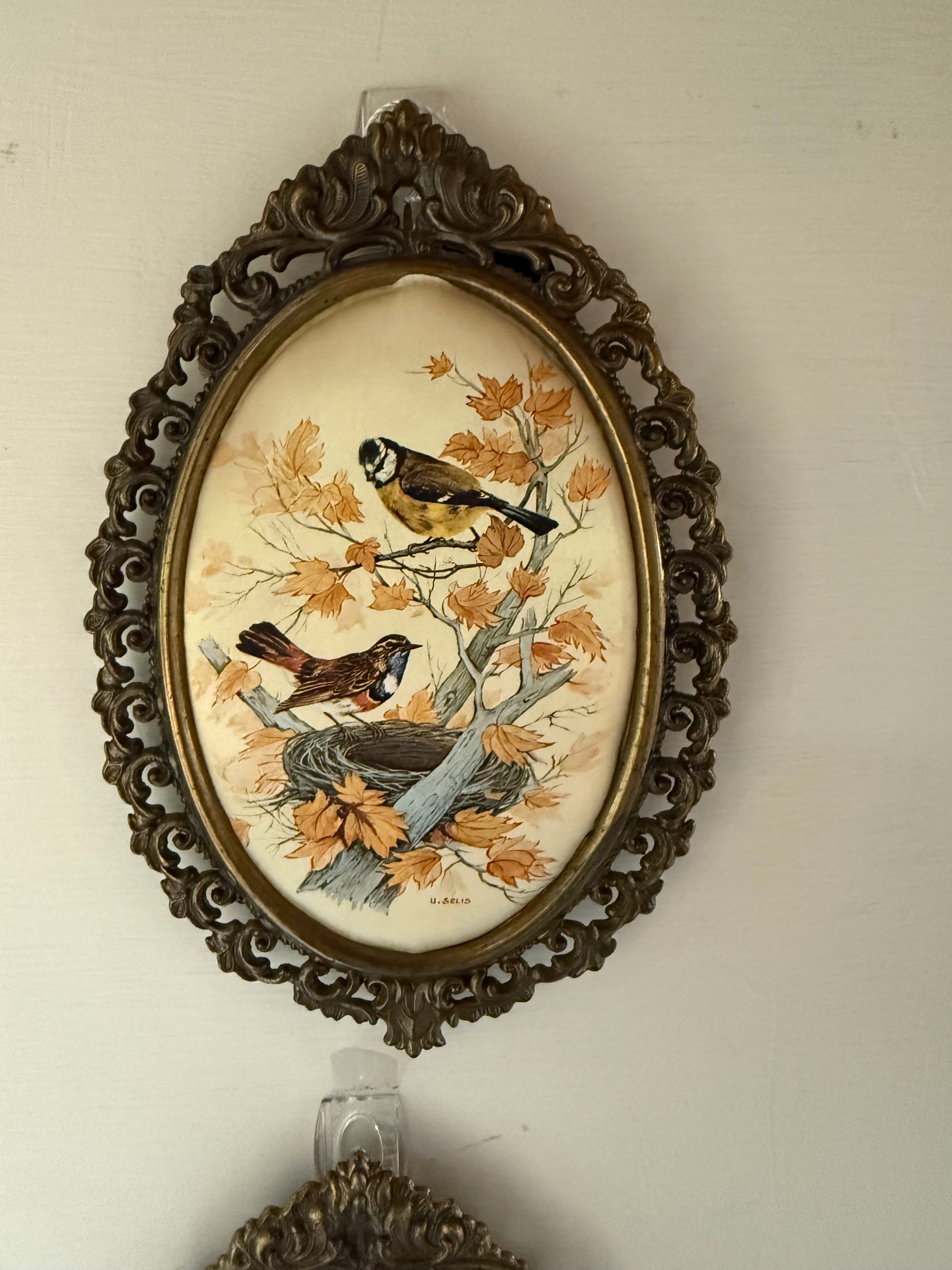 Vintage Silk Birds S/2