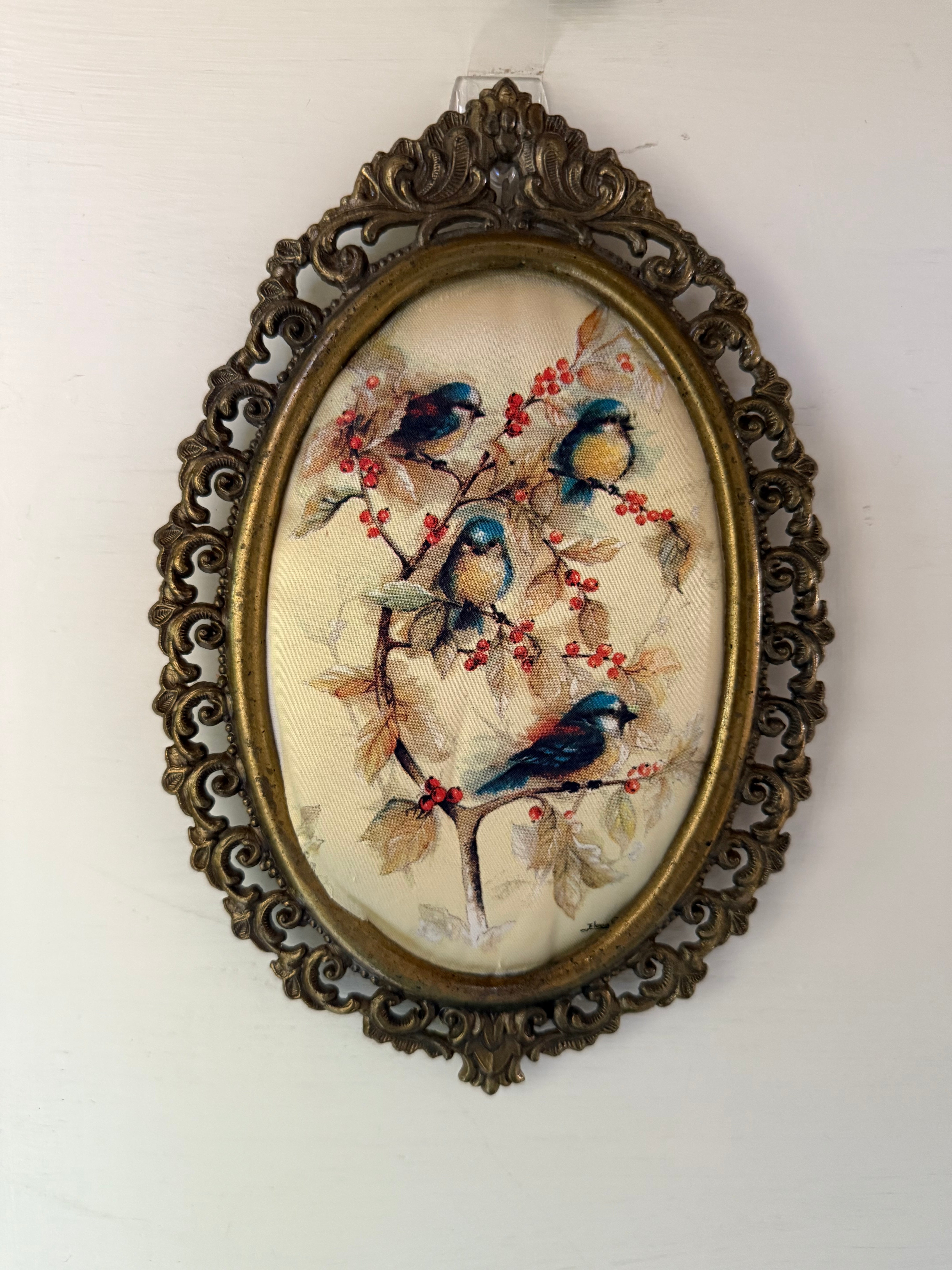 Vintage Silk Birds S/2