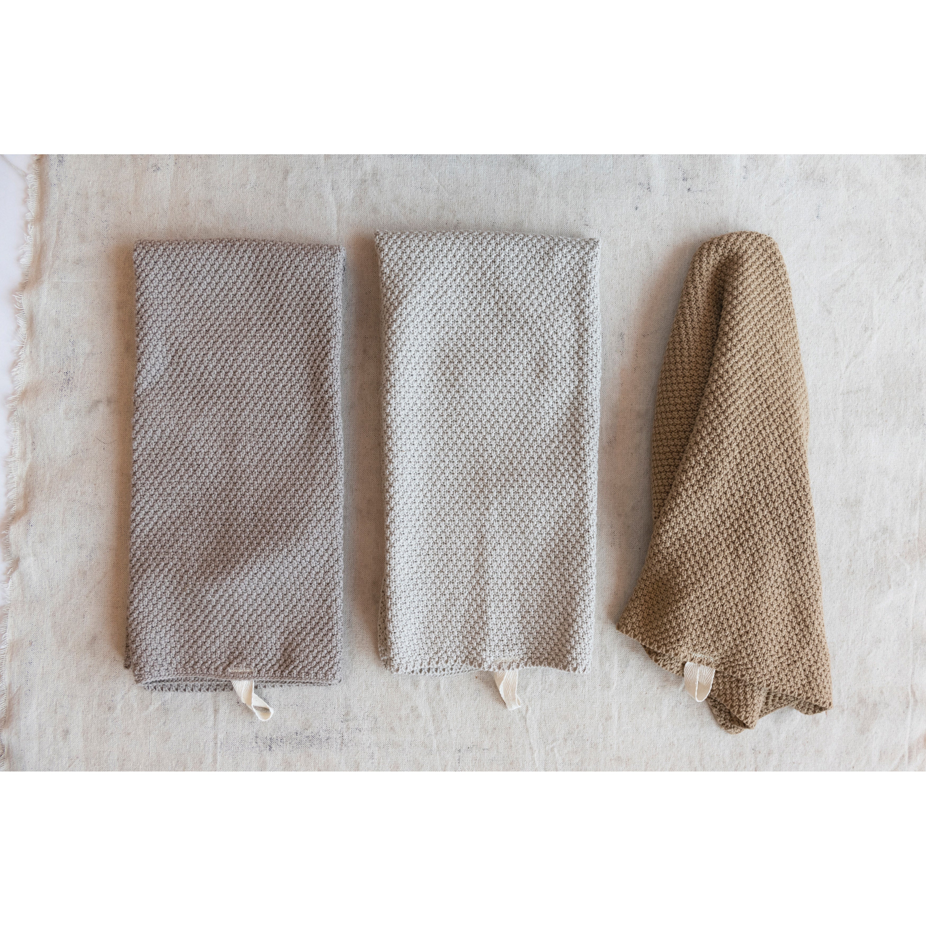 Cotton Knit Tea Towels S/3