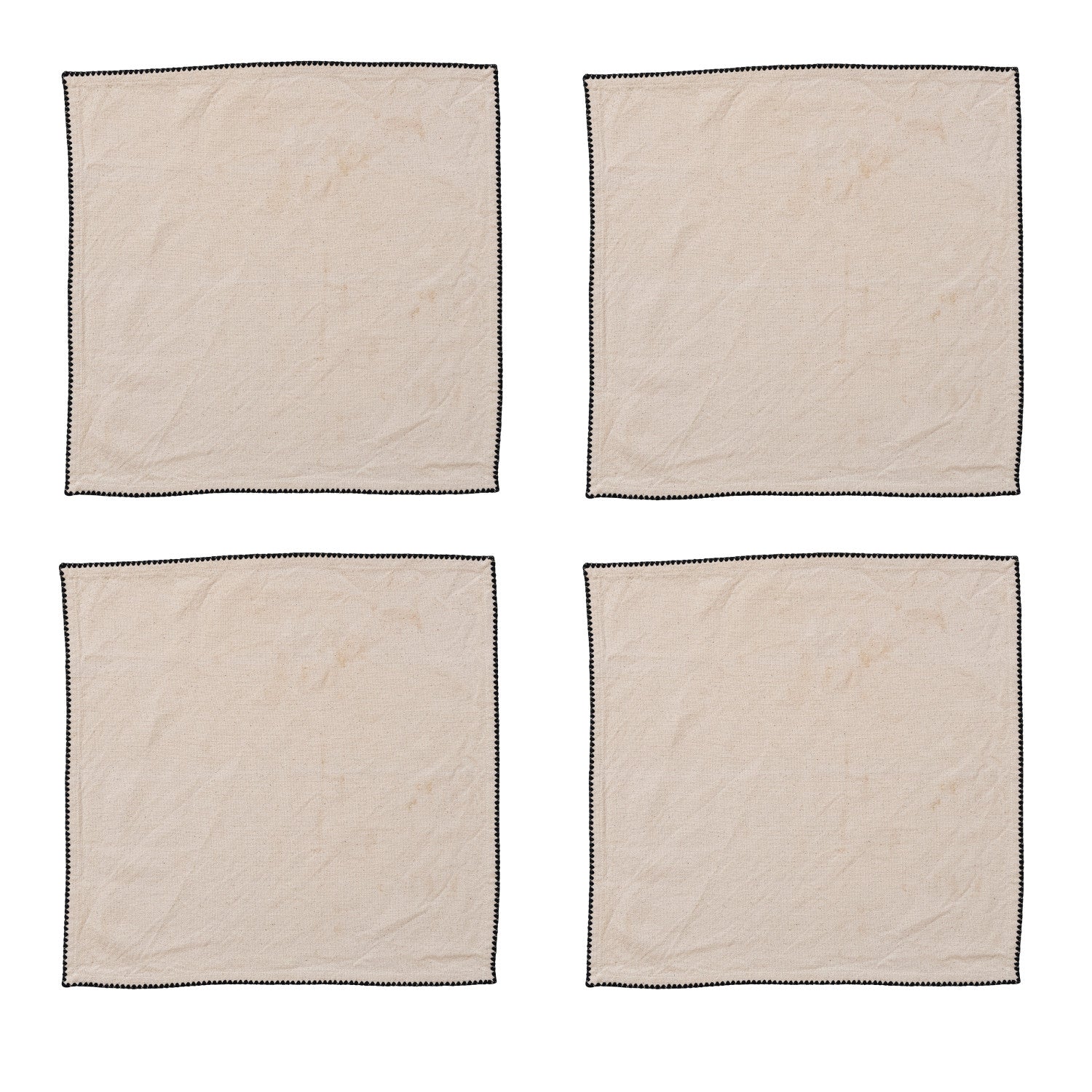 Napkins With Black Edge Stitching S/4