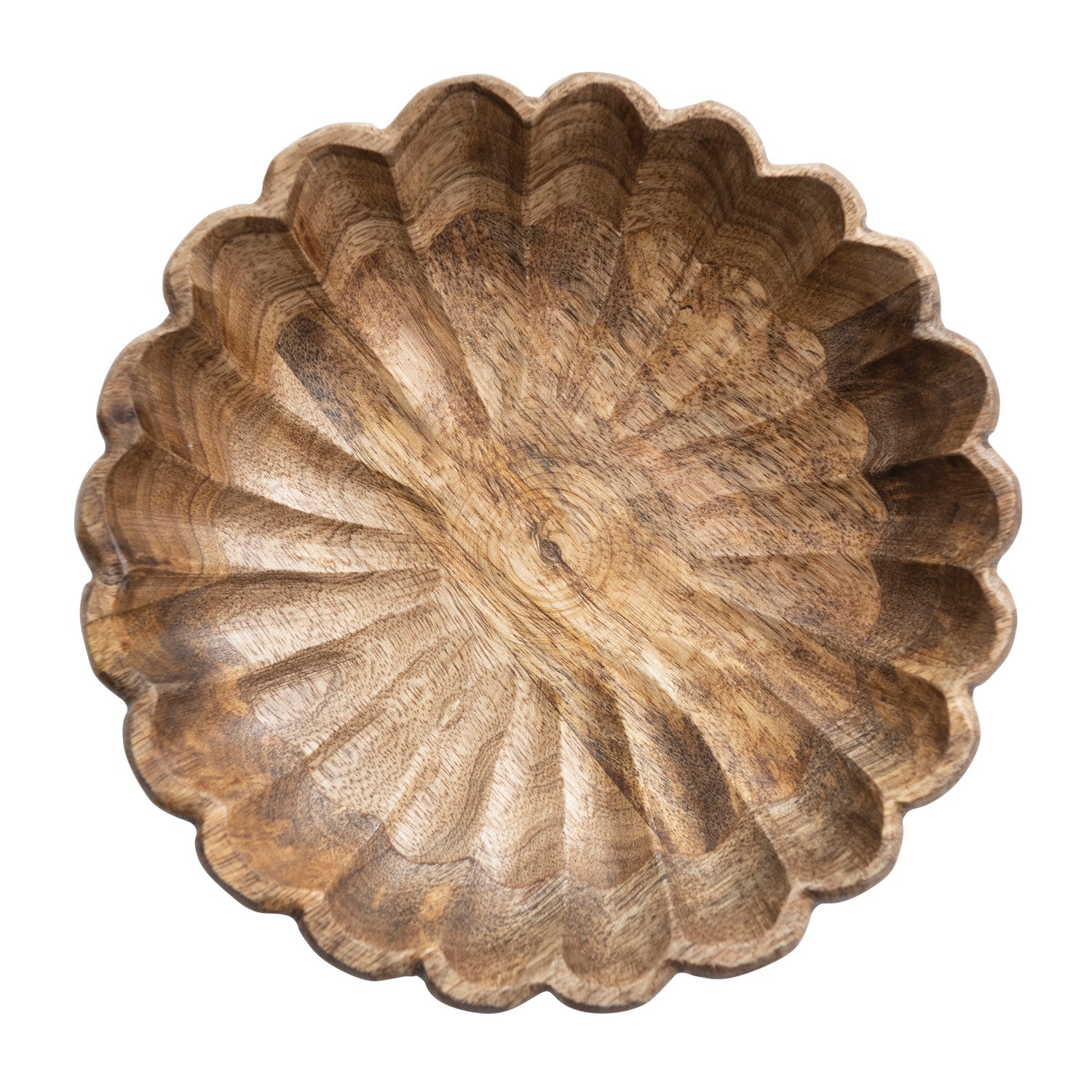 Mini Wood Scalloped Bowl