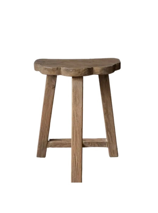 Reclaimed Elm Wood Scallop Stool