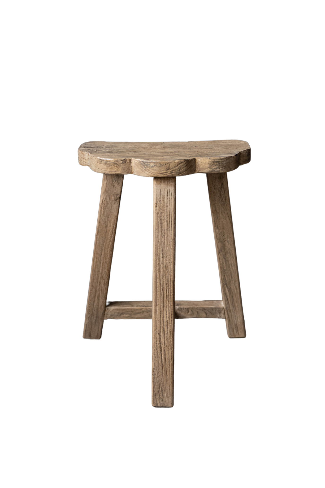 Reclaimed Elm Wood Scallop Stool