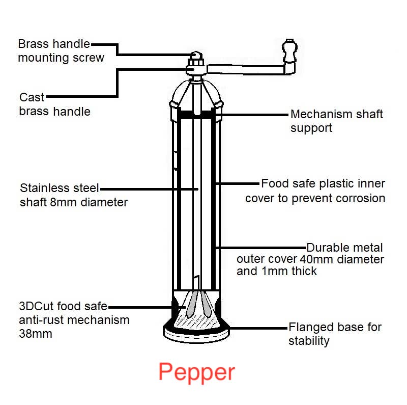 Chrome Pepper Mill 9”