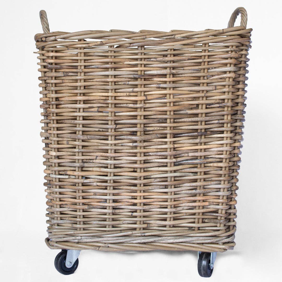 Rattan Square Storage Baskets on Wheels