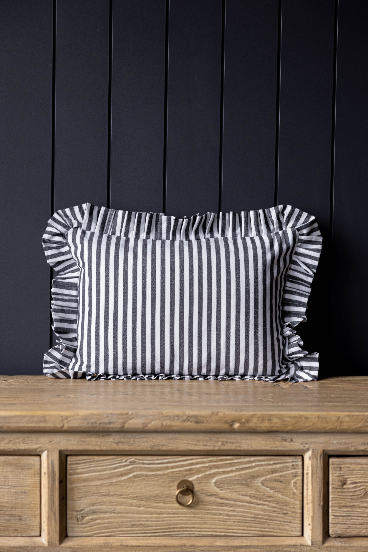 Lumbar Cover Charcoal Stripes
