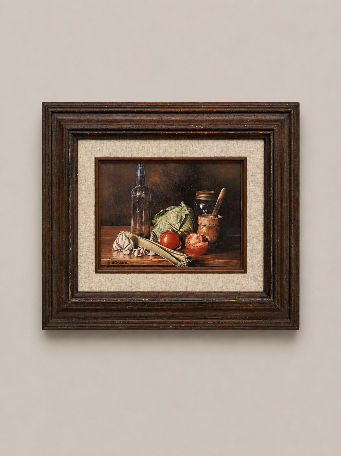 Vintage Tablescape Oil Painting 12.5 X 10