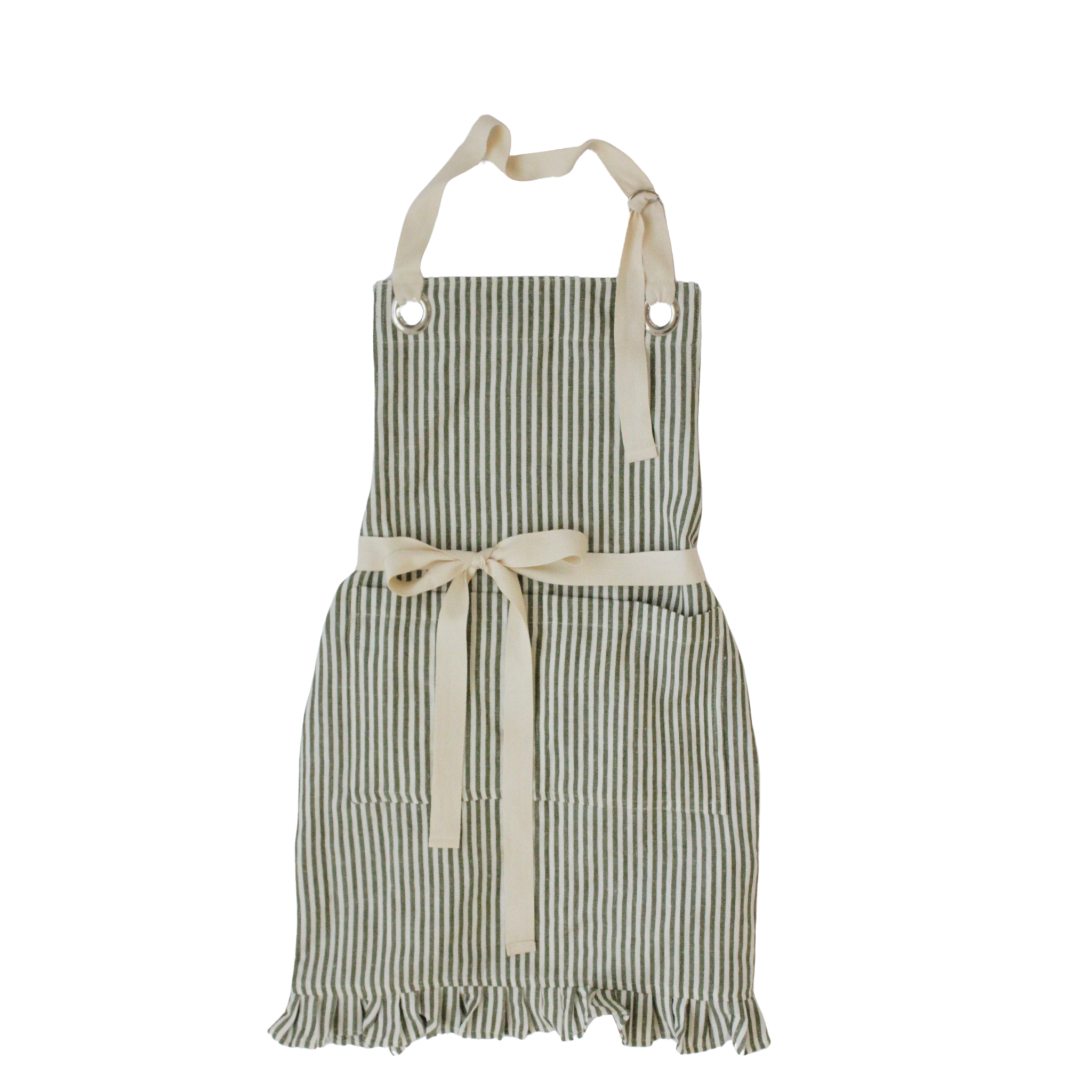 Pinstripe Ruffle Apron