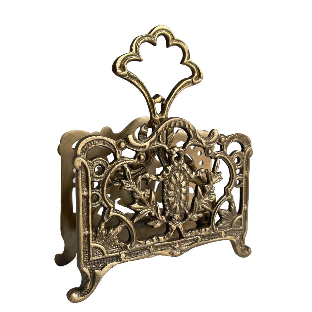 Napkin or Letter Holder Solid Antique Brass
