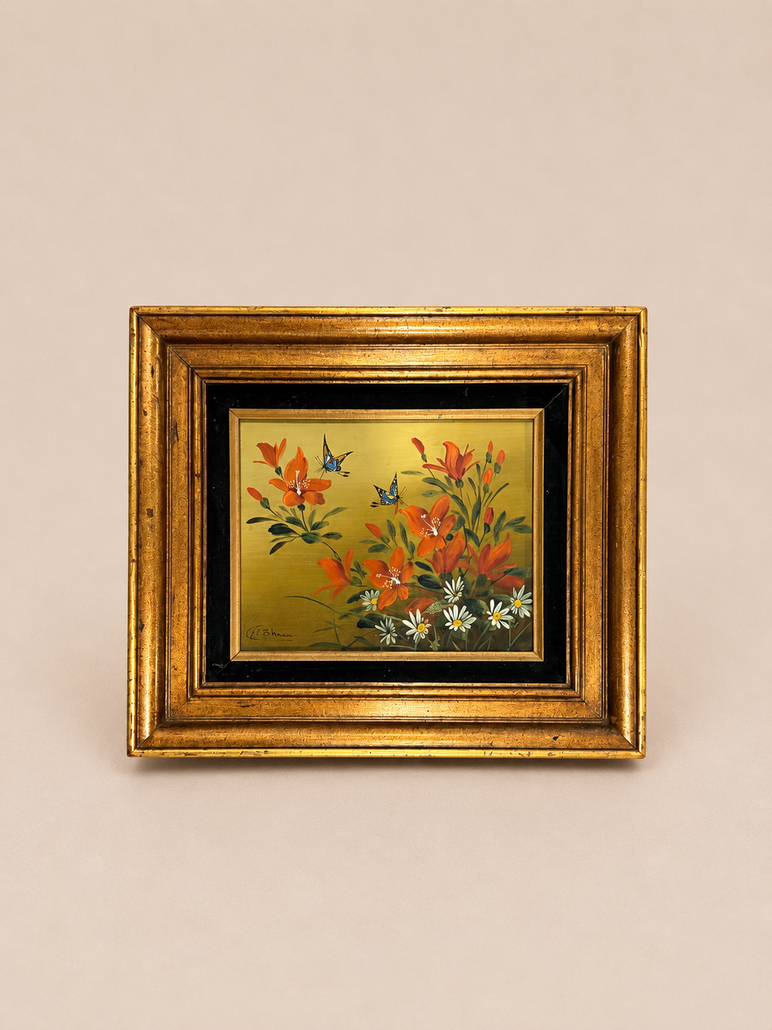 Vintage Red Flower & Butterfly Oil