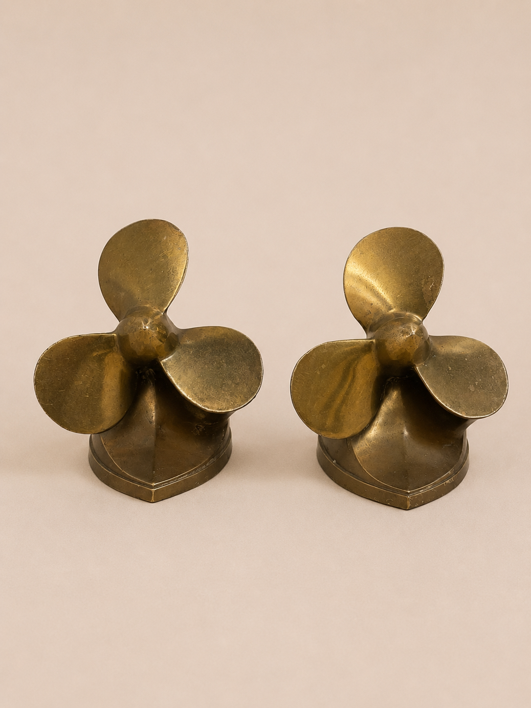 Vintage Propeller Brass Bookends