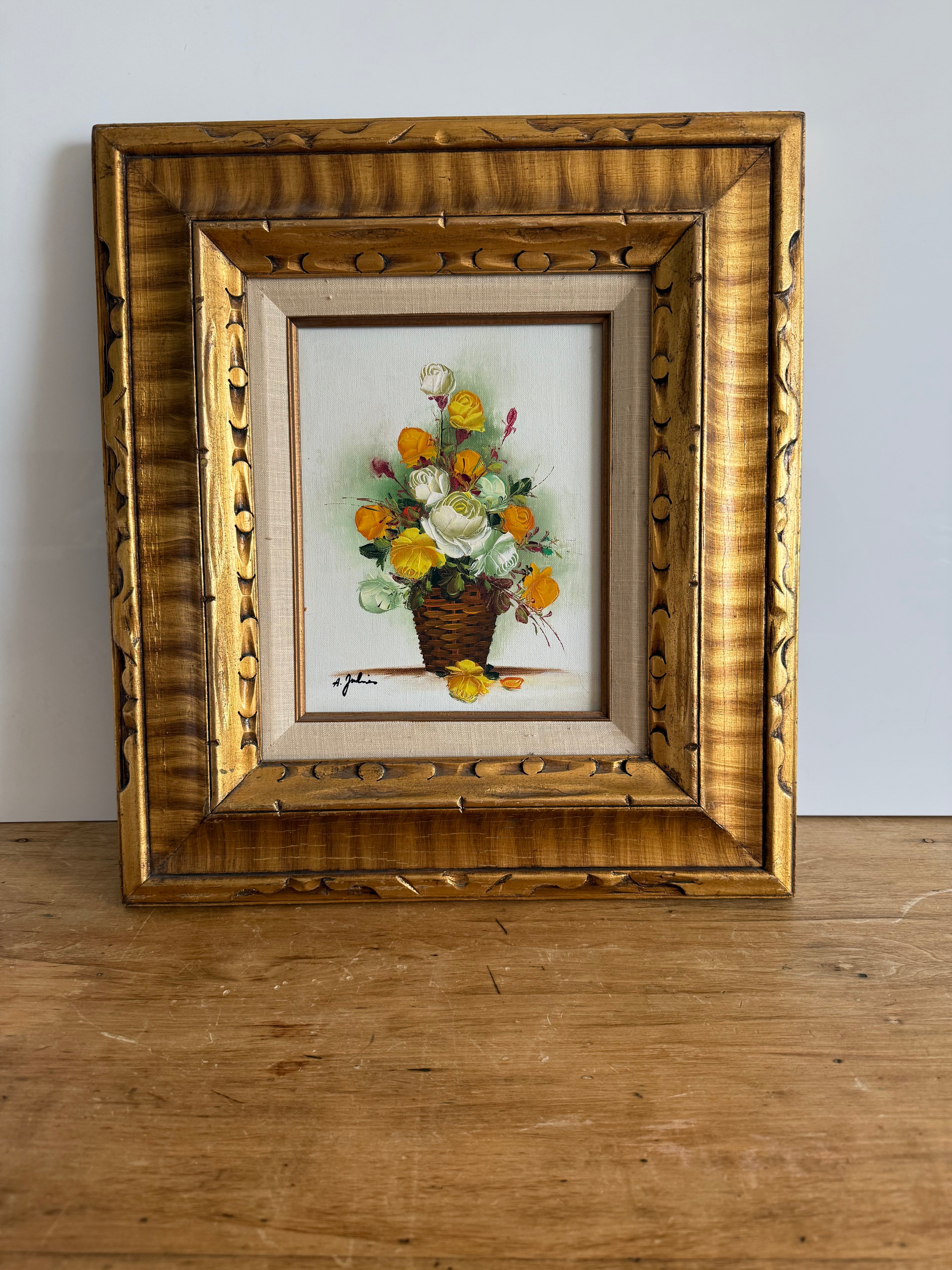 Vintage Oil Floral & Wicker