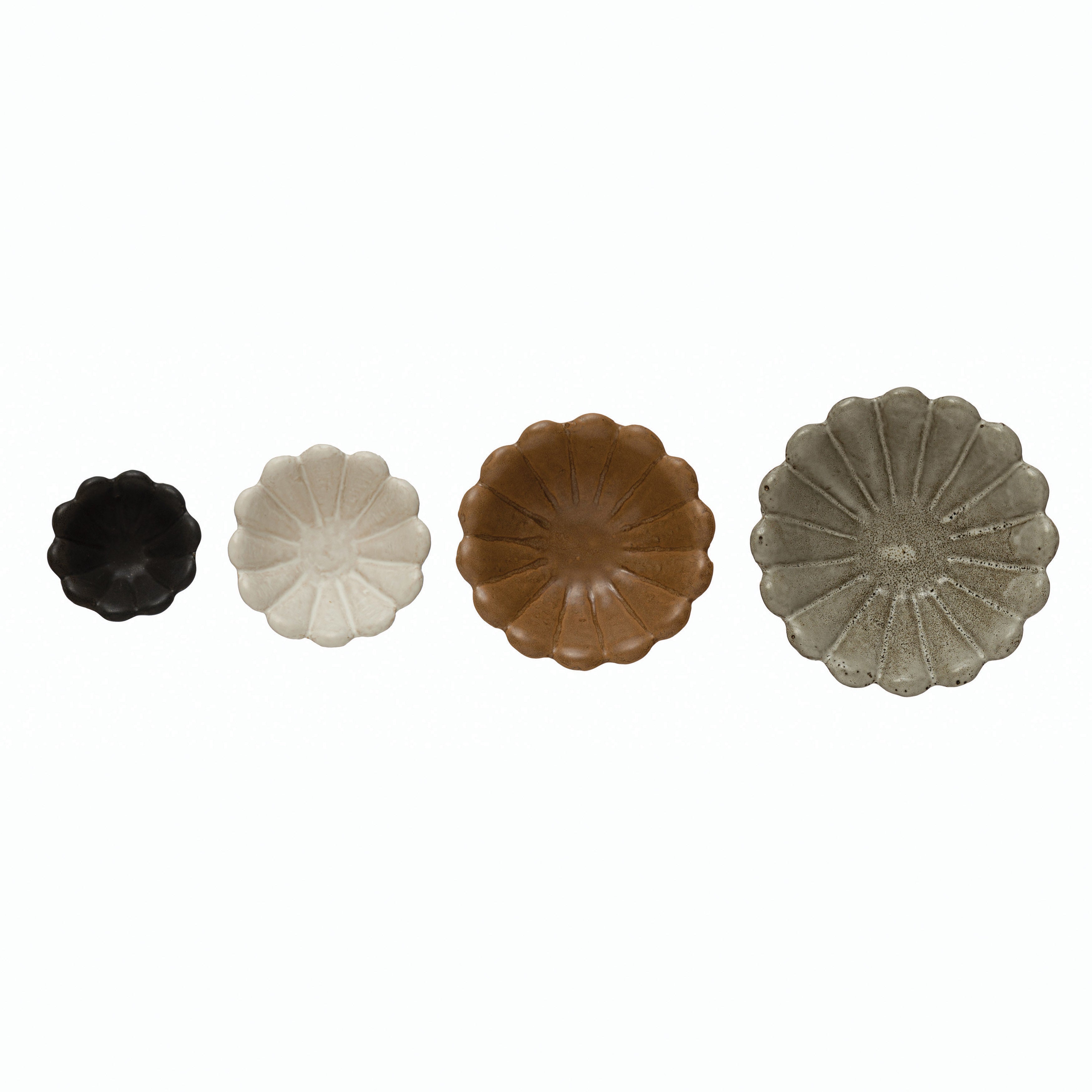 Stoneware Flower Bowls S/4