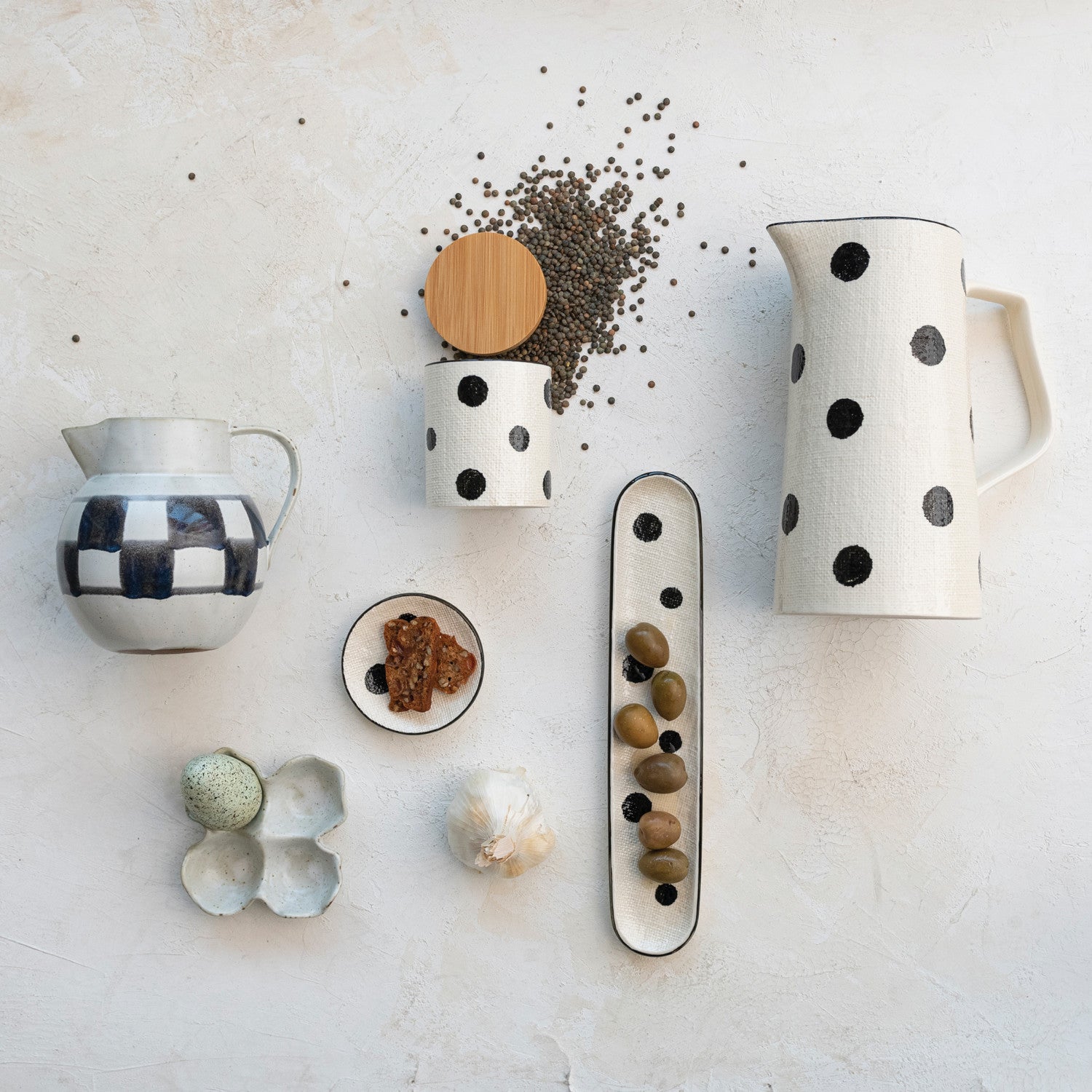 Stoneware Dish With Dots