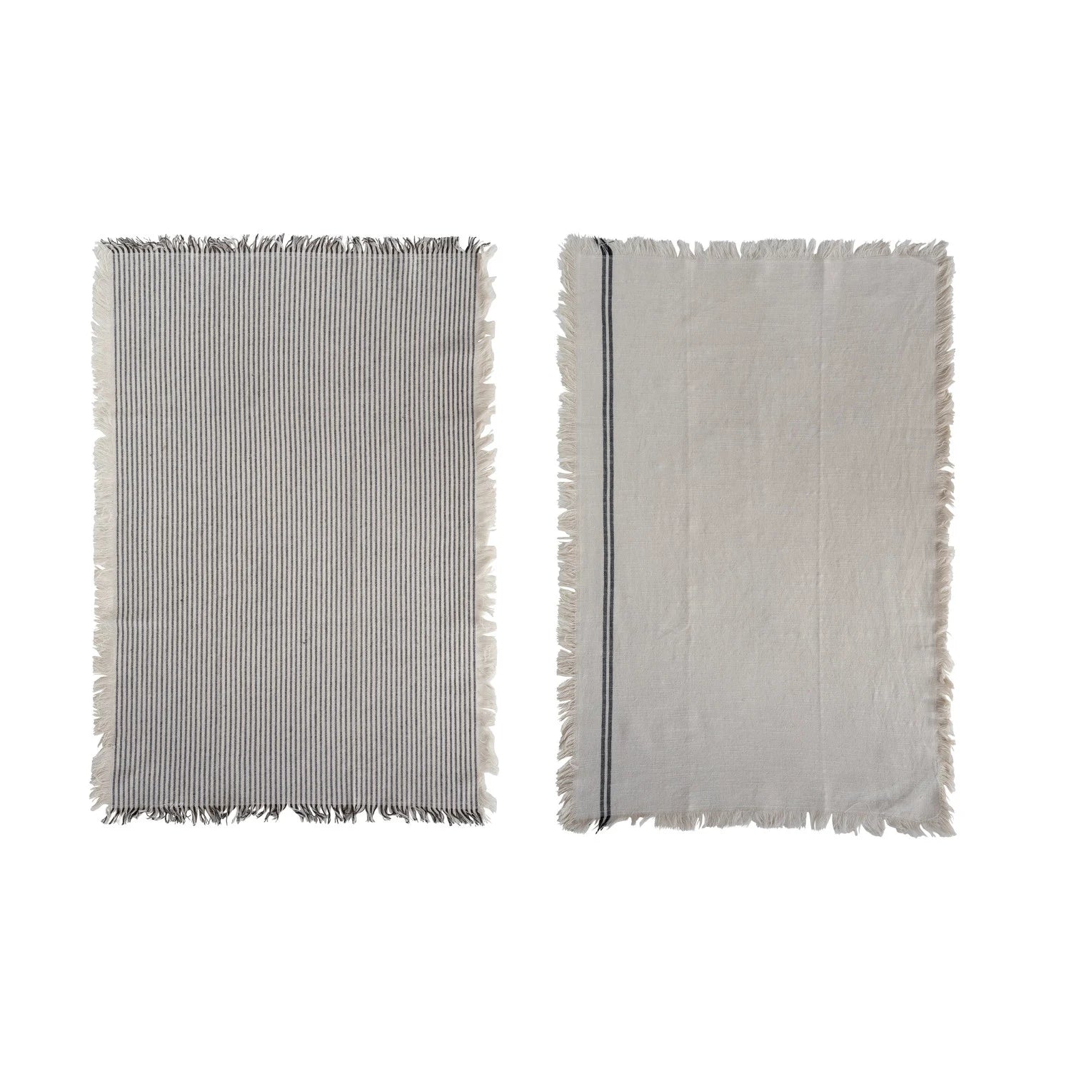 Tea Towels With Stripes & Fringe S/2