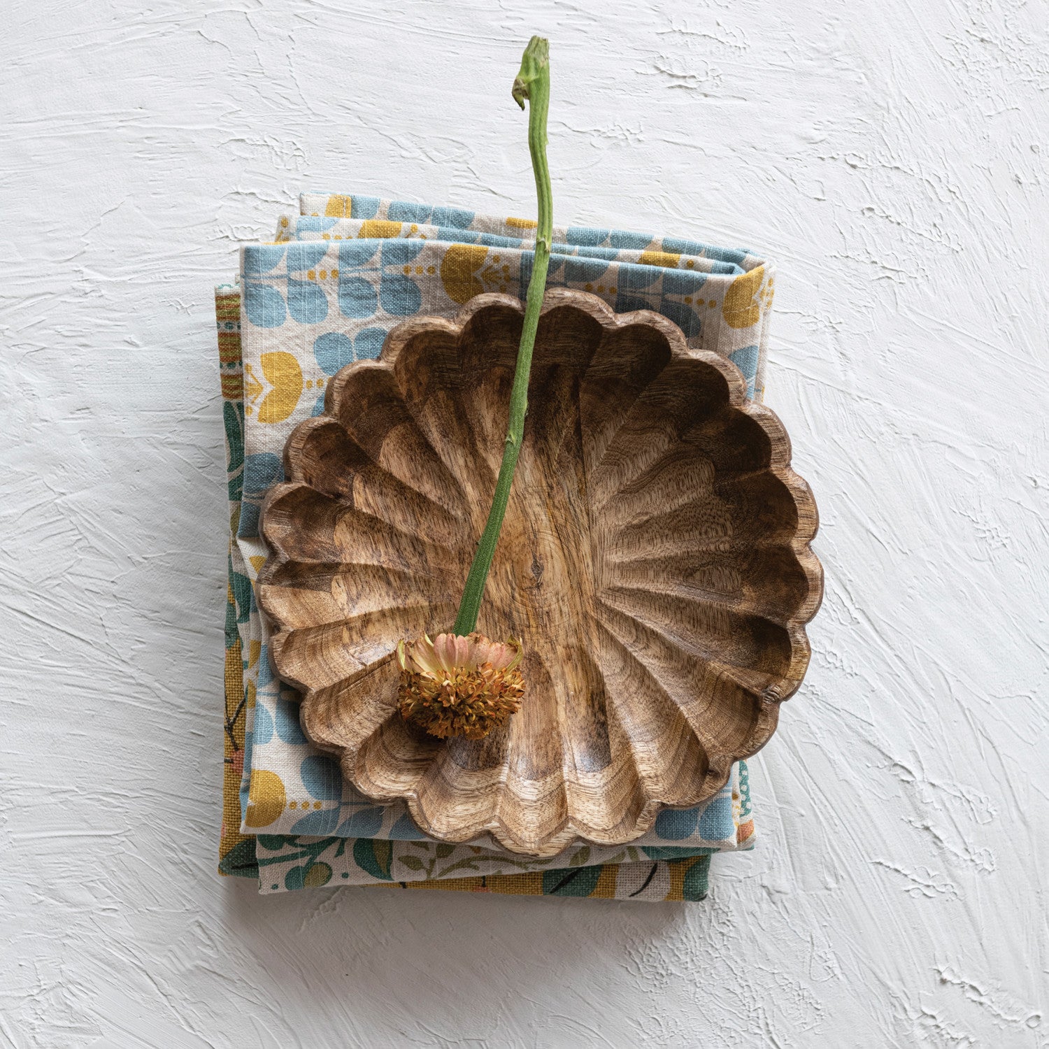 Mini Wood Scalloped Bowl