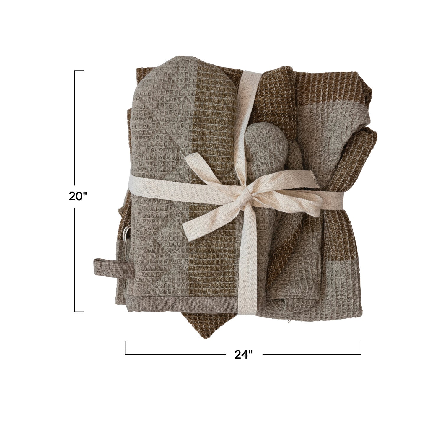 Child Waffle Weave Apron With Chef Hat & Oven Mitt