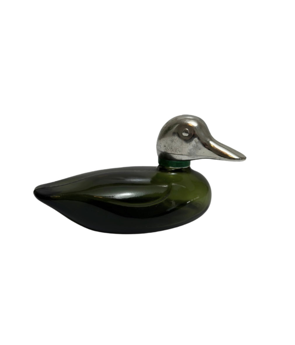 Vintage Silverhead Green Glass Duck