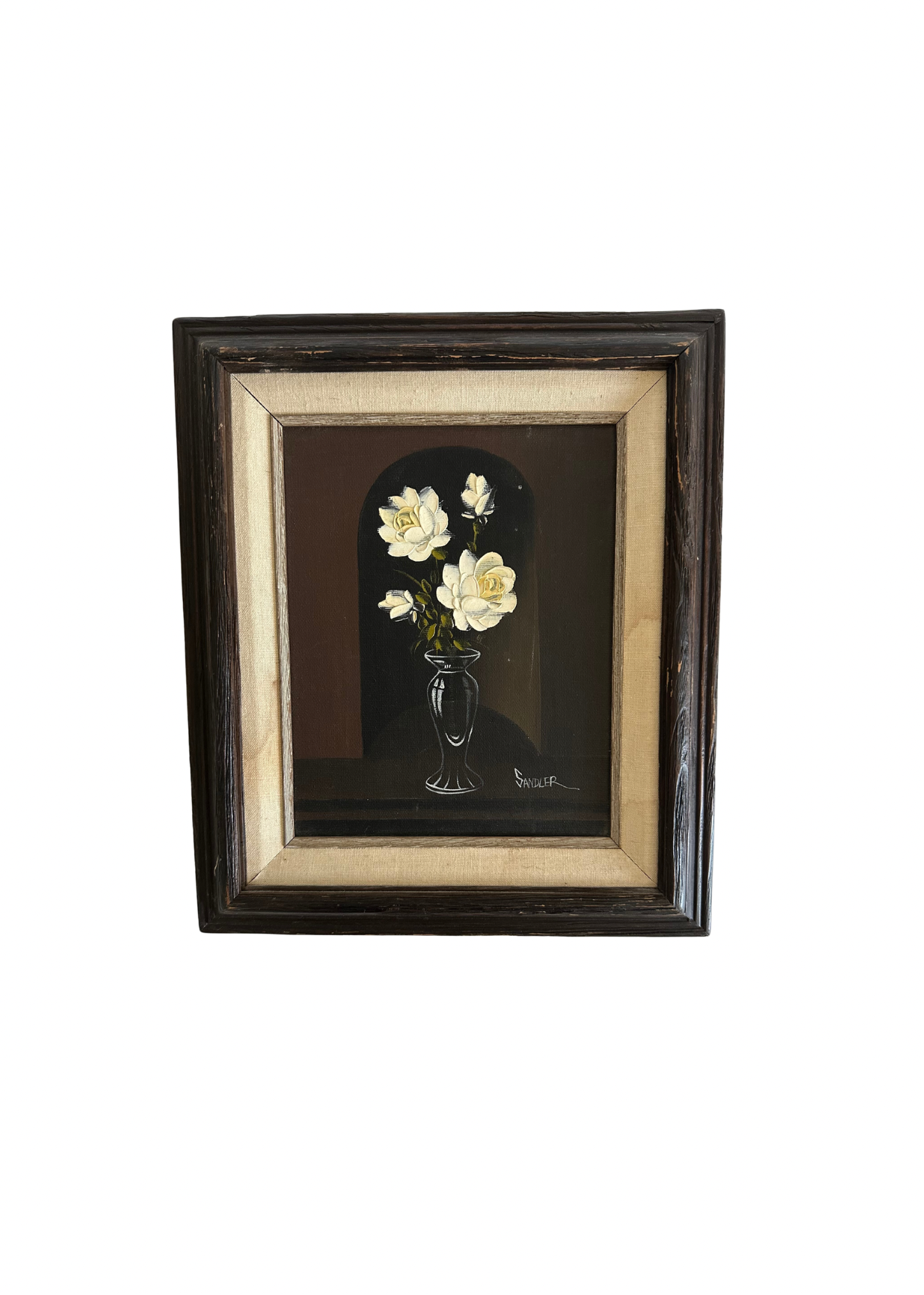 Vintage Oil Painting -Black Flowers