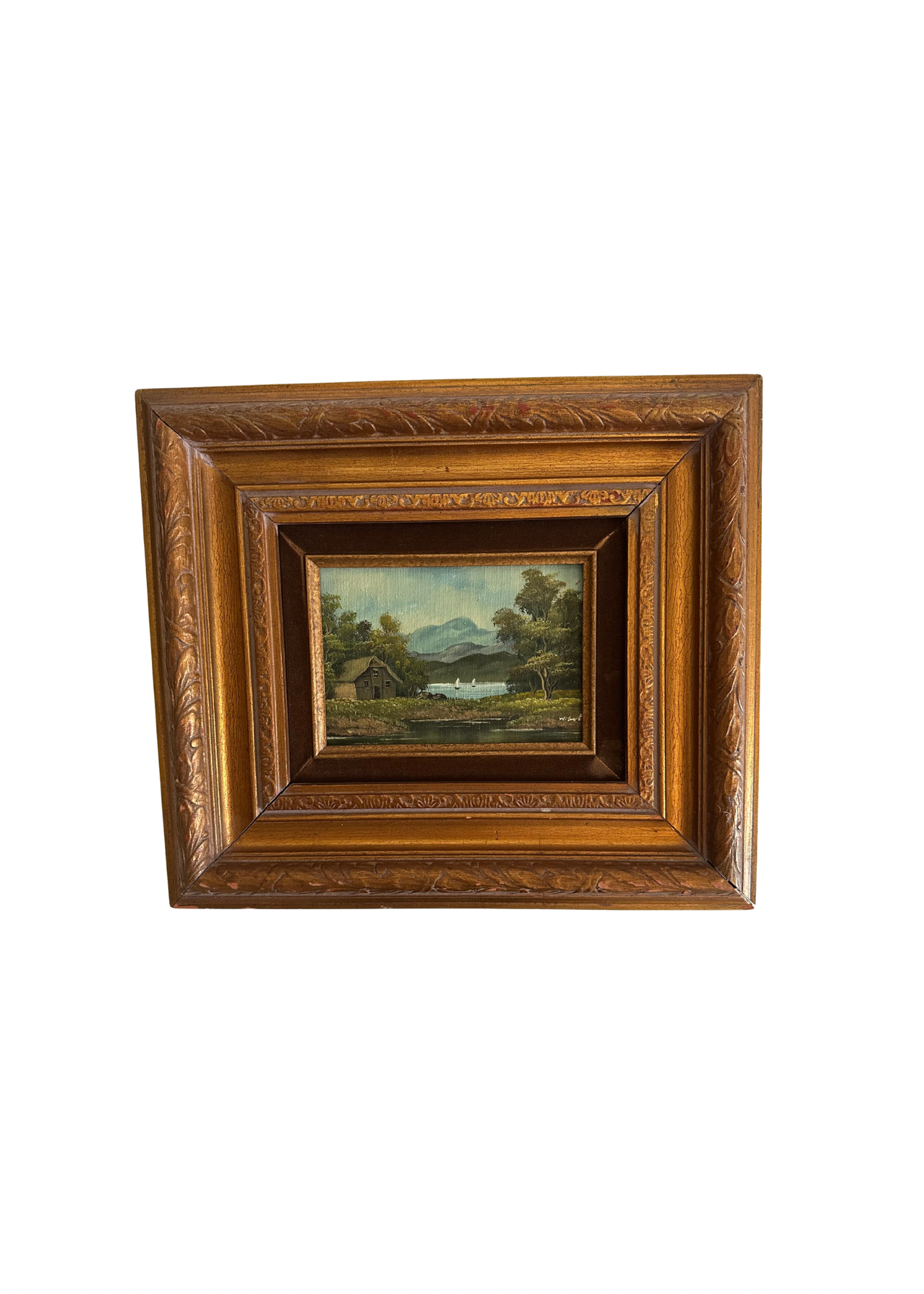 Vintage Sail Boat Oil Painting