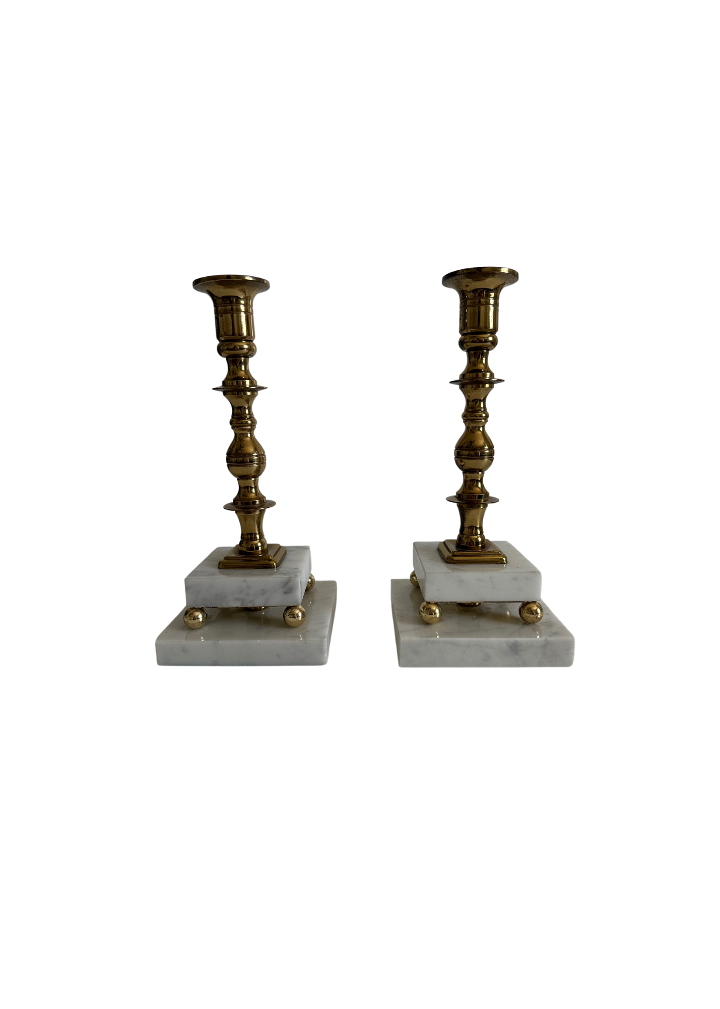 Vintage Marble Candle Holder S/2
