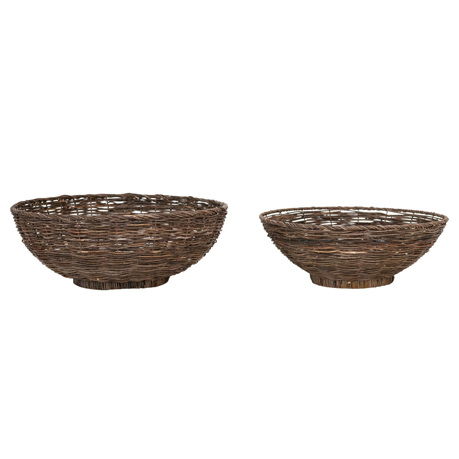 Woven Vine & Metal Baskets, Natural, Set of 2