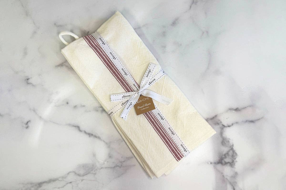 Tea Towel Vintage Red S/2